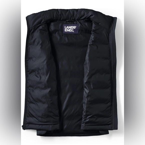 NWOT Lands' End Women's Black Nylon Down Filled Quilted Vest Snow Fall Winter - Picture 4 of 9